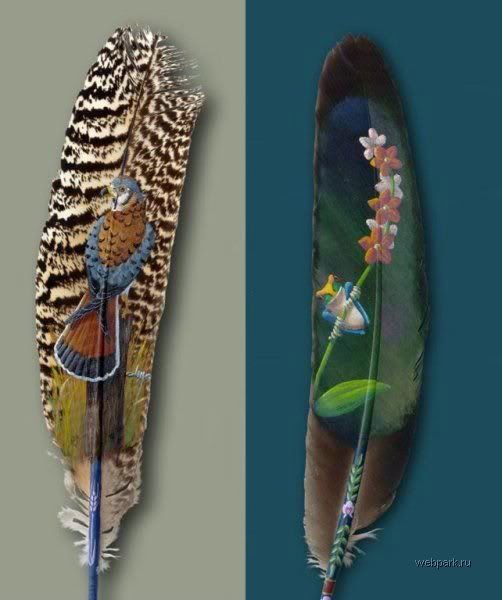 AMAZING ART : PAINTING ON A FEATHER
