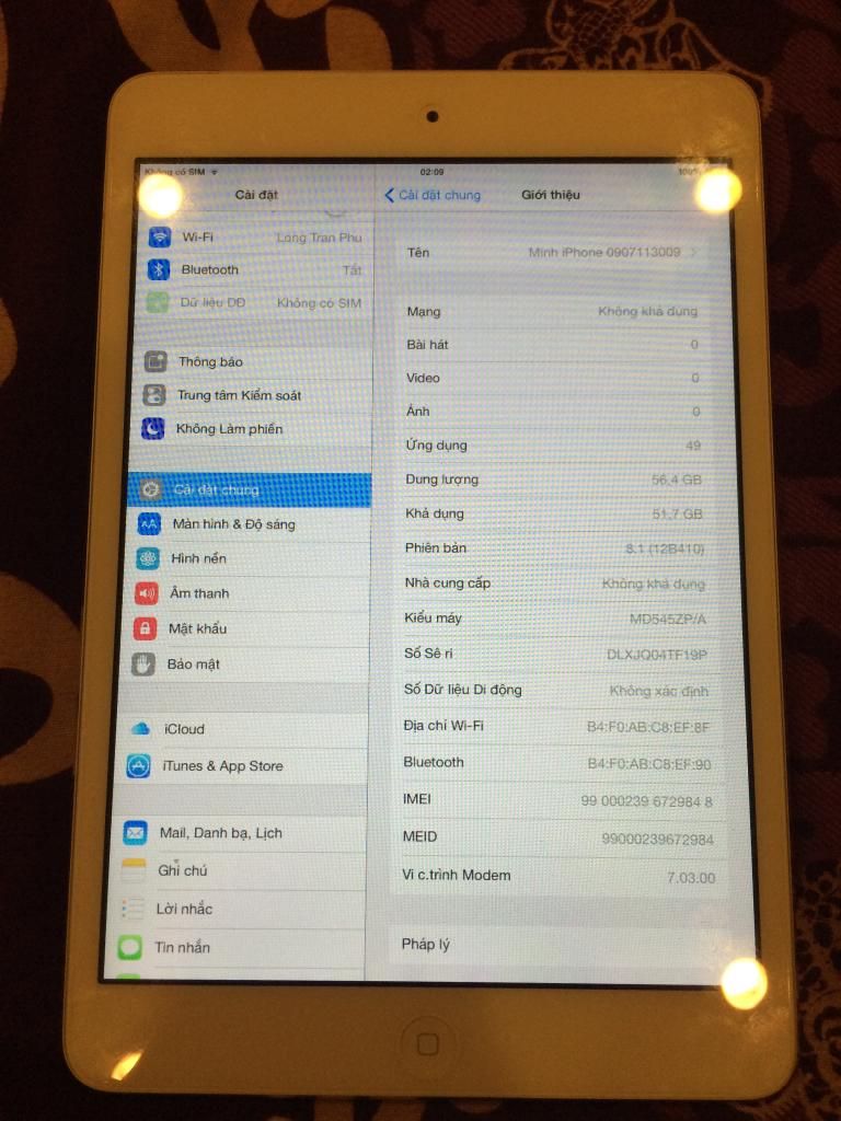 iPad Mini 1 64Gb 4G Silver 99% và Mini 2 Retina 128Gb 4G Silver Like New giá cực chất - 1