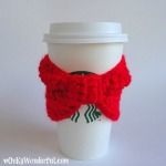 Bow Cup Sleeve free crochet patterns